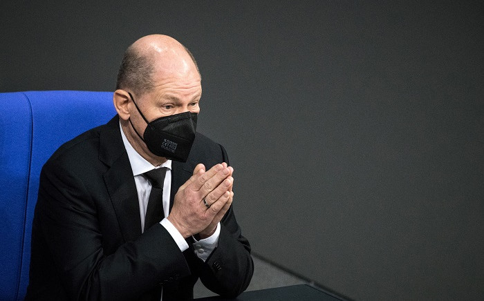 German Chancellor Olaf Scholz looks on during a session of the Bundestag (lower house of parliament) in Berlin on January 27, 2022, during a debate on Europe's future and Germany's G7 presidency. Stefanie LOOS / AFP