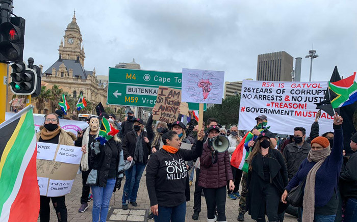 A protest was held at the Grand Parade on 5 September 2020 against corruption, farm murders, gender-based violence, and child killings. Picture: Kaylynn Palm/EWN.