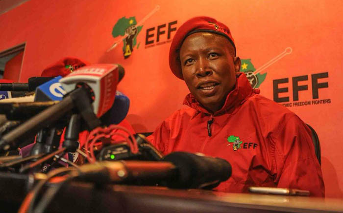 FILE: EFF leader Julius Malema addressing media during the party’s two-part conference at its headquarters in Braamfontein. Picture: @economicfreedomstruggle/Facebook.com