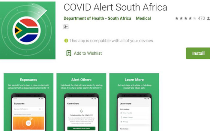 A screengrab of the COVID-19 Alert App from the Play Store.