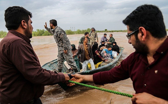 Iran moved on Saturday to evacuate more towns and villages threatened by floods. Picture: Twitter.  