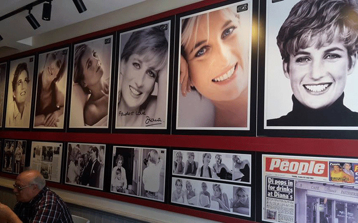 Princess Diana's picture insise Cafe Diana in London. Picture: facebook.com/Cafe Diana.
