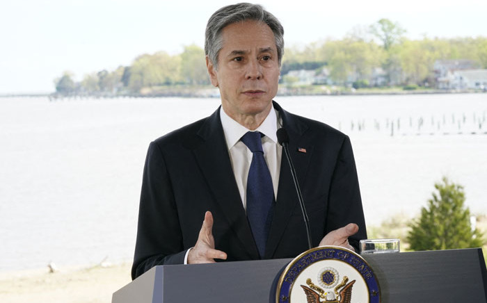 US Secretary of State Antony Blinken speaks about climate change, at the Chesapeake Bay Foundation in Annapolis, Maryland, on 19 April 2021. Picture: Jacquelyn Martin/AFP