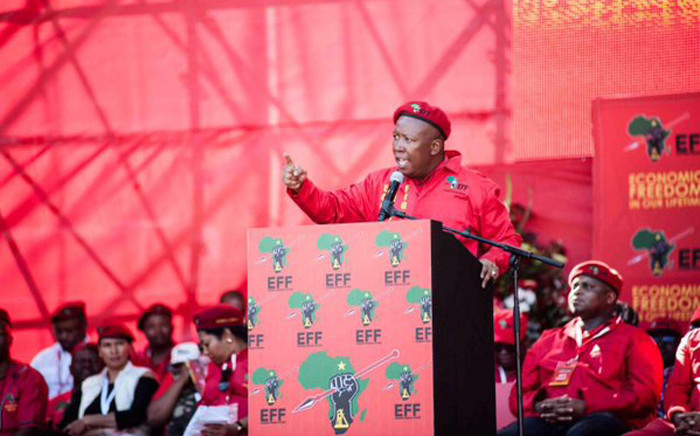 FILE: EFF leader Julius Malema addressing the supporters during the party’s manifesto launch at Orlando Stadium on 30 April 2016. Picture: @EFFSouthAfrica.
