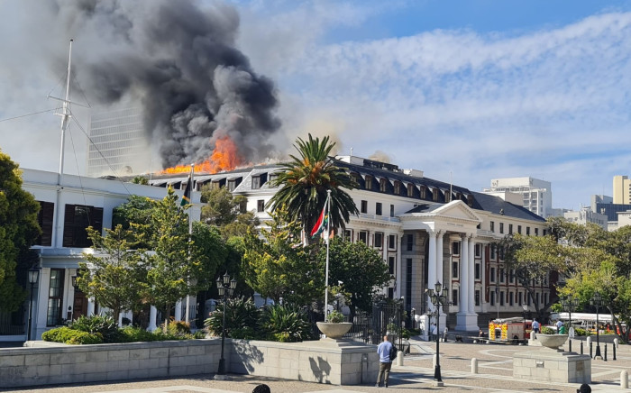 FILE: Parliament's National Assembly on fire again after a flare-up on 3 January 2022. Picture: @MolotoMothapo/Twitter
