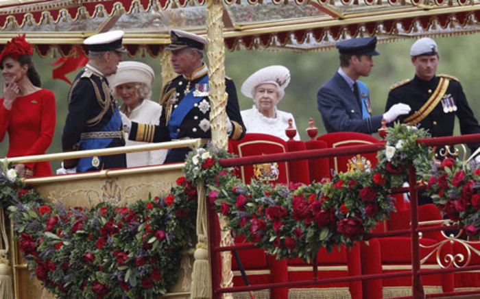 Britain's Royal Family take part in the Thames Diamond Jubilee Pageant on 4 June 2012. Picture: AFP