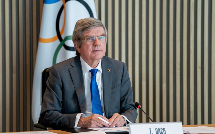 This handout picture taken and released on 24 February 2021, by the International Olympic Committee shows IOC president Thomas Bach attending an IOC Executive Board meeting in Lausanne. Picture: AFP