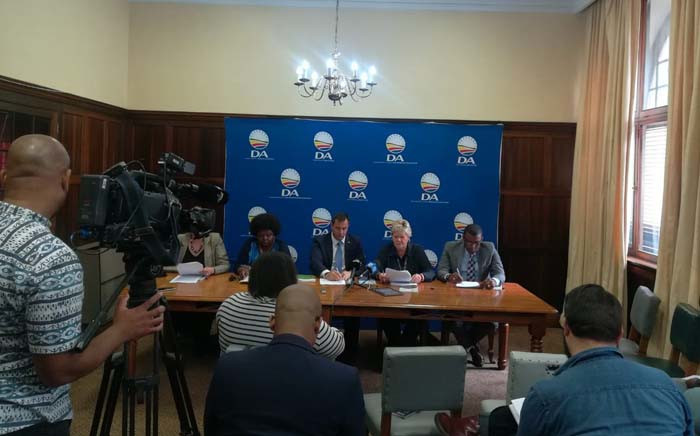 The DA held a press briefing on 4 December 2018 to announce its intentions to challenge Parliament’s Joint Constitutional Review Committee report on land should it be passed in the National Assembly. Picture: @Our_DA/Twitter












