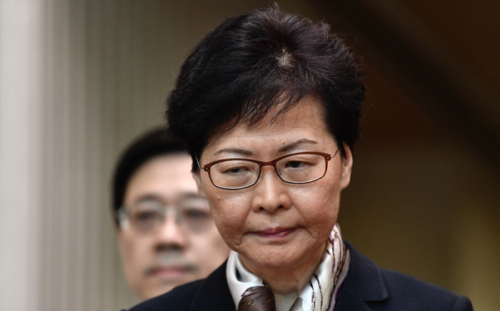 FILE: Hong Kong Chief Executive Carrie Lam reacts during a press conference in Hong Kong on 5 August 2019. Picture: AFP