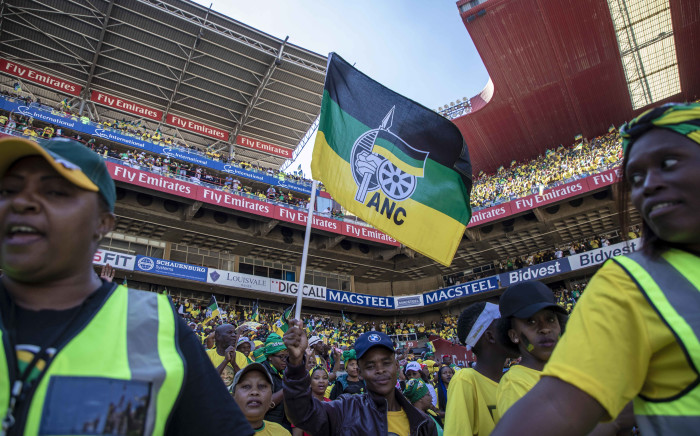 ANC supporters dance and sing at the Ellis Park Stadium in Johannesburg before speeches and dignitaries arrive. Picture: Thomas Holder/EWN.