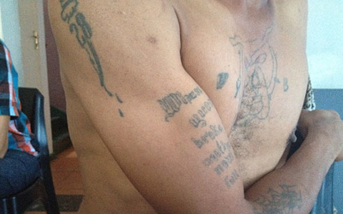 FILE: A Cape Town gangster shows his gang markings. Picture: Giovanna Gerbi/EWN