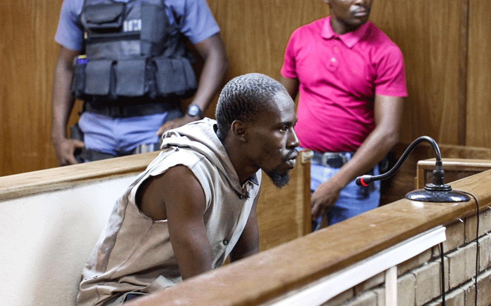 Aubrey Manaka, the man accused of Capricorn TVET college student Precious Ramabulana's rape and murder and a minor's rape, in the Morebeng Magistrates Court in Molemole on 30 January 2020. Picture: Kayleen Morgan/EWN. 