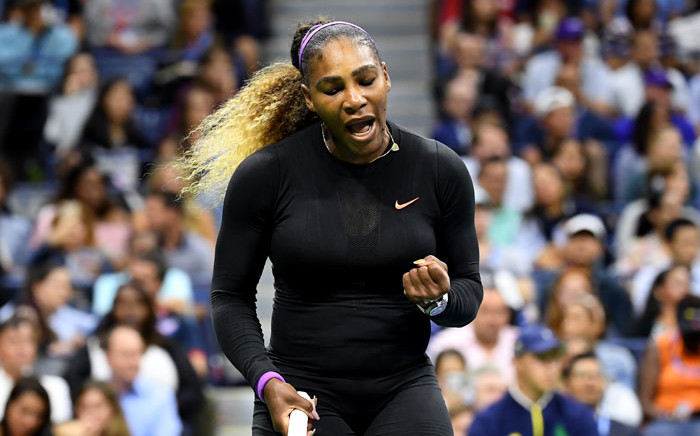 Serena Williams of the United States reacts during her Women's Singles first round match against Maria Sharapova of Russia during day one of the 2019 US Open at the USTA Billie Jean King National Tennis Center on 26 August 2019 in the Flushing neighborhood of the Queens borough of New York City. Picture: AFP