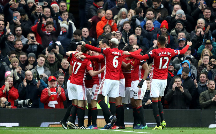 Manchester United players celebrate their comfortable 2-0 victory over Watford at Old Trafford. Picture: Twitter/@ManUtd.