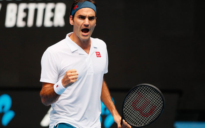 Roger Federer celebrates a win at the 2019 Australian Open. Picture: @AustralianOpen/Twitter