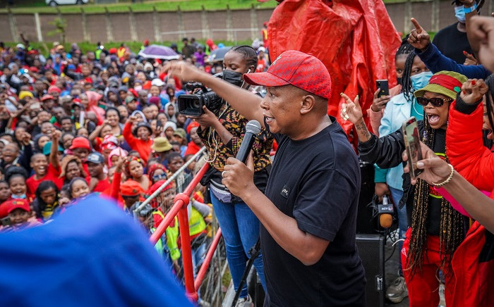 Economic Freedom Fighters (EFF) leader Julius Malema in Inanda, KZN, on 26 October 2021. Picture: @EFFSouthAfrica/Twitter.