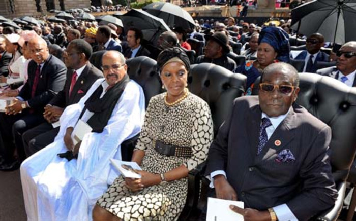 Robert and Grace Mugabe at the 2014 Presidential Inauguration, Union Buildings, Pretoria, Saturday 24 May, 2014. Elmond Jiyane, GCIS.