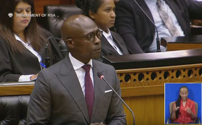 A YouTube screengrab of Finance Minister Malusi Gigaba delivering the Budget speech in Parliament on 21 February 2018.