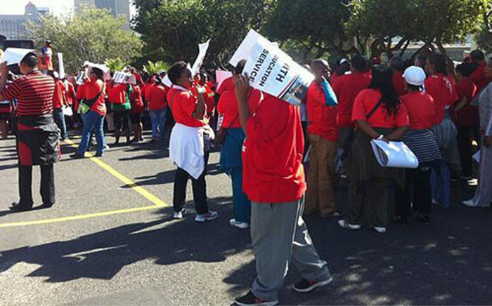 Sadtu members gather in Cape Town for the march against Basic Education Minister Angie Motshekga on 24 April 2013. Picture: Carmel Loggenberg/EWN