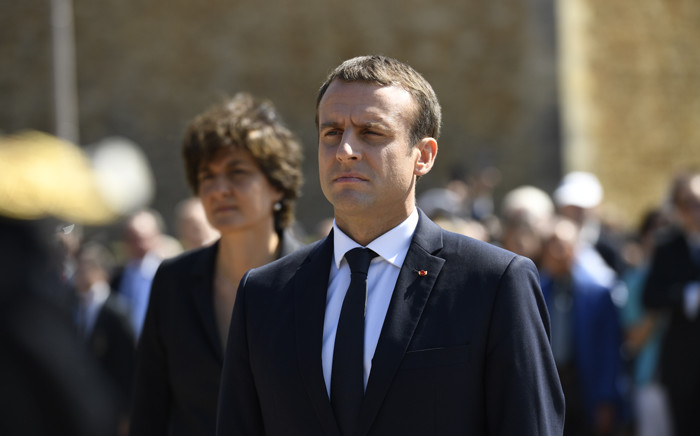 French President Emmanuel Macron attends a ceremony marking the 77th anniversary of late French General Charles de Gaulle's appeal of 18 June, 1940, at the Mont Valerien memorial in Suresnes, outside of Paris, on 18 June, 2017. Picture: AFP