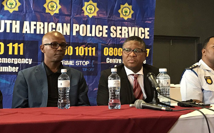 Police Minister Fikile Mbalula (centre) in Nyanga. Picture: Kevin Brandt/EWN.