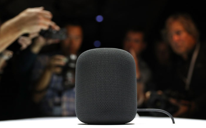A prototype of Apple's new HomePod is displayed during the 2017 Apple Worldwide Developer Conference (WWDC) at the San Jose Convention Center on June 5, 2017 in San Jose, California. Picture: AFP