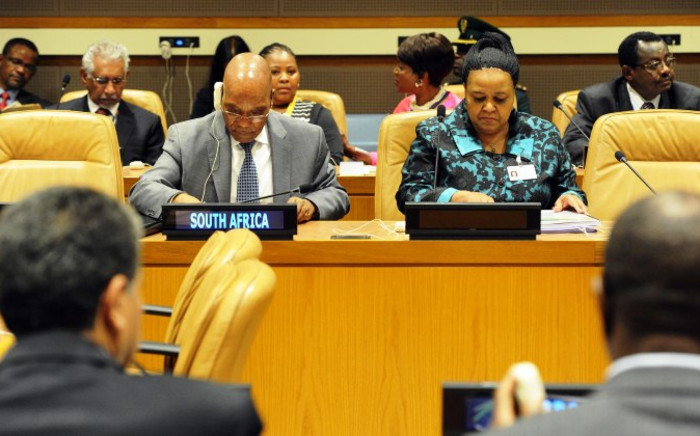 President Jacob Zuma is joined by Minister of Environmental Affairs Edna Molewa on 22 September 2014 at the African Heads of State/Government preparatory meeting for the UN Secretary-General's Climate Summit. Picture: GCIS.