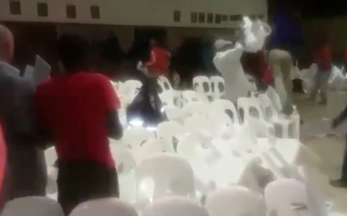 A screengrab of the fight at a meeting hosted by Mayor Herman Mashaba in Midrand.