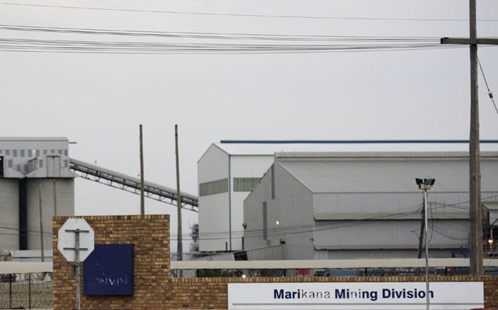FILE: The main entrance of the Lonmin platinum mine in Marikana. Picture: AFP