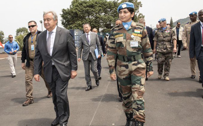 United Nations secretary-general Antonio Guterres (L) on his three-day tour of Democratic Republic of Congo. Picture: @antonioguterres/Twitter. 