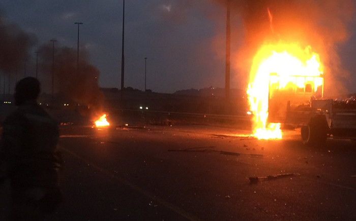 Police have fired rubber bullets at a group of protesters in the south of Johannesburg where a protest is underway around Freedom Park, Lenasia and Eldorado Park. Picture: EWN