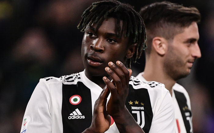 Juventus' Italian forward Moise Kean acknowledges the public at the end of the Italian Serie A football match Juventus vs Empoli on 30 March 2019 at the Juventus stadium in Turin. Picture: AFP