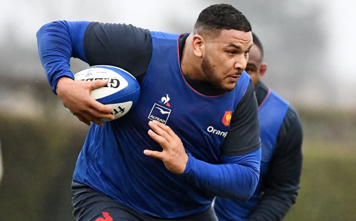 France's tight head prop Mohamed Haouas runs with a ball during a training session of the French Rugby union national team on 4 March 2020 in Marcoussis, south of Paris, as part of the preparation of the Six Nations Championship. Picture: AFP