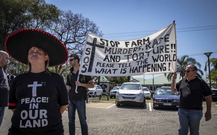 Protesters from Black Monday march to the American Embassy in Pretoria, demanding assistance from American President Donald Trump in stopping farm murders and land grabs in South Africa. Picture: Thomas Holder/EWN.