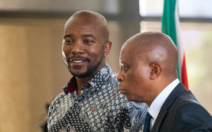 FILE: Former DA leader Mmusi Maimane (left) attends a briefing where Herman Mashaba (right) announced his resignation as Johannesburg mayor on 21 October. Picture: Kayleen Morgan/EWN