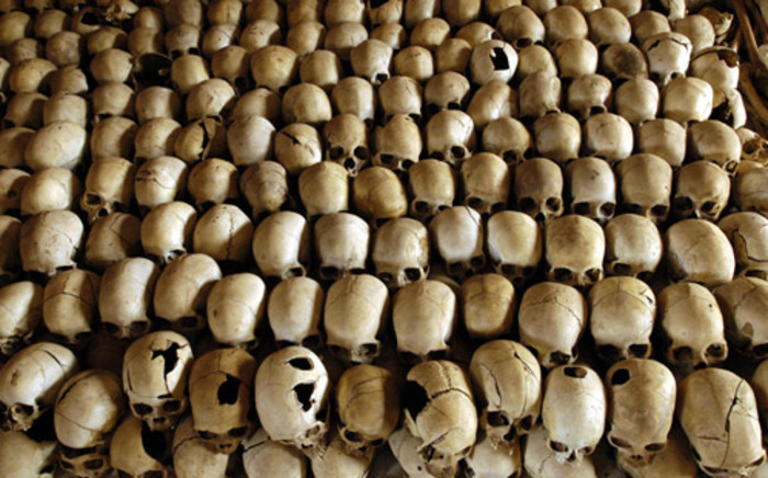 FILE: Skulls of victims of the Ntarama massacre during the 1994 genocide are lined in the Genocide Memorial Site church of Ntarama, in Nyamata in Rwanda. Picture: AFP.
