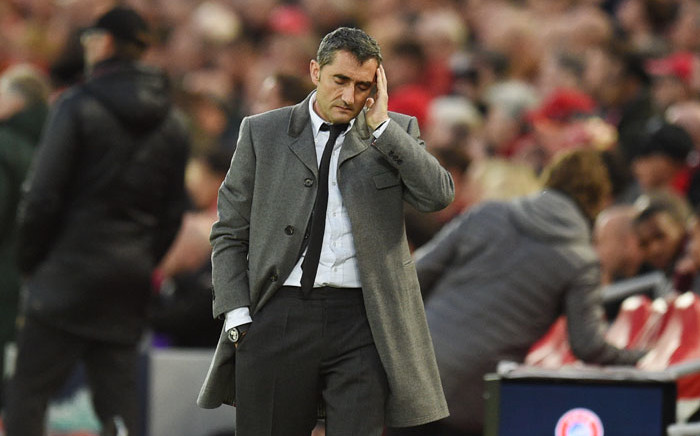 FILE: Barcelona coach Ernesto Valverde looks on during the UEFA Champions League semifinal second leg match against Liverpool at Anfield in Liverpool, England on 7 May 2019. Picture: AFP