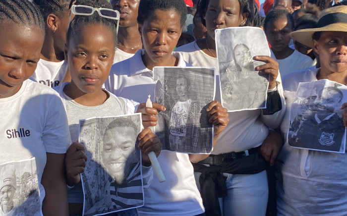 Youth from Scenery Park and neighboring communities in East London march for their 21 peers who died at Enyobeni Tavern and held a candle lighting ceremony on 29 June 2022. Picture: Nhlanhla Mabaso/EWN