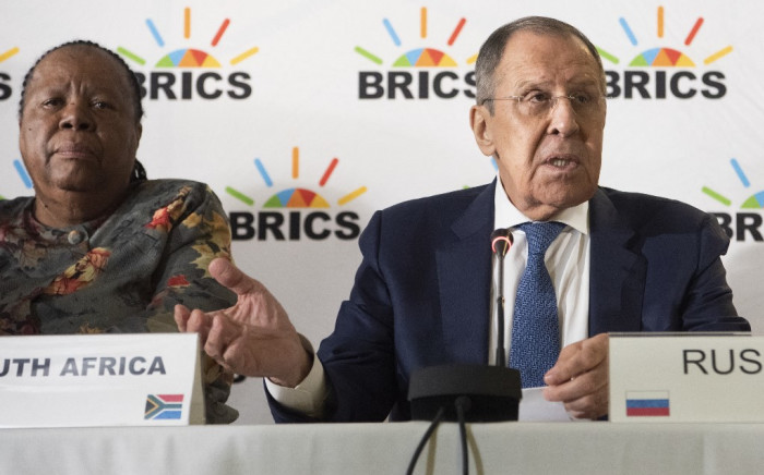 Minister of International Relations and Cooperation Naledi Pandor and Minister of Foreign Affairs of Russia Sergei Lavrov, are seen during a press conference at the BRICS Foreign Ministers Meeting on 1 June 2023, in Cape Town. Picture RODGER BOSCH/AFP