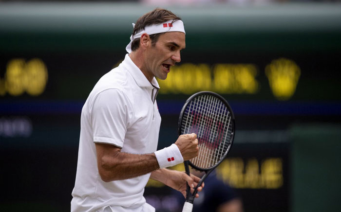 Roger Federer wins a point during his quarterfinal match against Matteo Berrettini at Wimbledon on 8 July 2019. Picture: @Wimbledon/Twitter