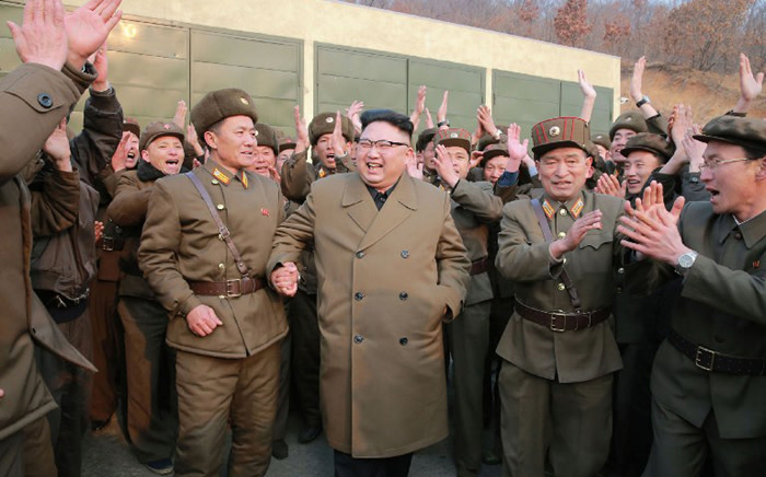 FILE: North Korean leader Kim Jong-Un (C) on an inspection tour of the Sohae Satellite Launching Ground in North Korea. Picture: AFP