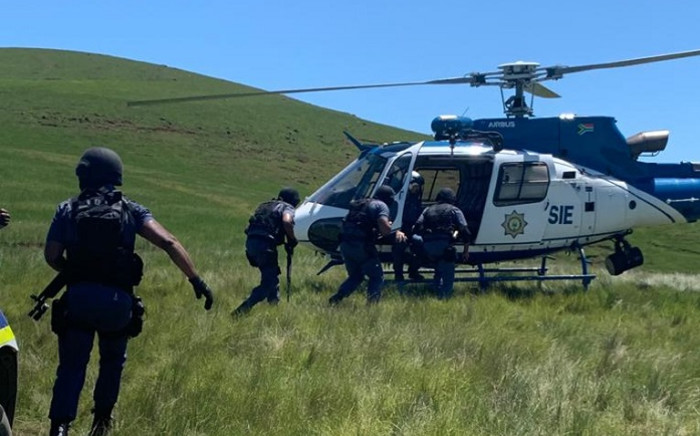 Intensified SAPS and SANDF operations were underway on 26 December 2020 at Mpheni village in the Eastern Cape following the killing of eight villagers on Christmas Day. Picture: @SAPoliceService/Twitter 