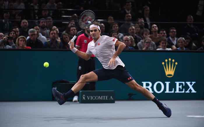 FILE: Roger Federer in action during a Paris Masters semifinal match against Novak Djokovic. Picture: @RolexPMasters/Twitter