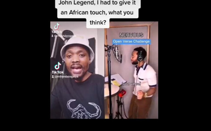 Screenshot of Mthandazo Gatya's rendition of John Legend's Nervous. Picture: Twitter screenshot