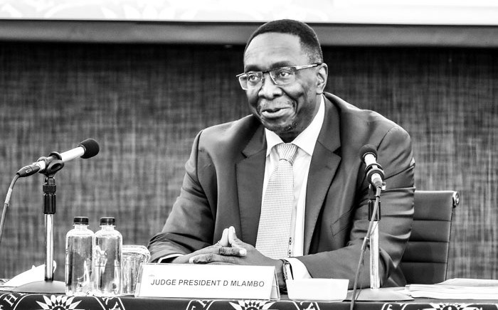 Gauteng Judge President Dunstan Mlambo being interviewed on 3 February 2022 by the Judicial Service Commission for the Chief Justice position. Picture: @OCJ_RSA/Twitter