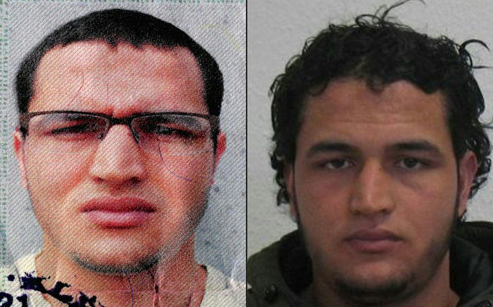 A handout portrait released by German Federal Police Office on 21 December 2016 showing two pictures of a Tunisian man identified as Anis Amri, suspected of being involved in the Berlin Christmas market attack, that killed 12 people on 19 December 19.  Picture: AFP.