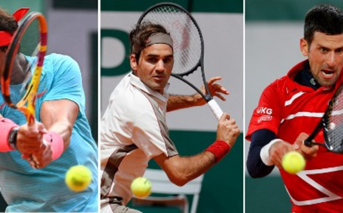 FILE: Rafael Nadal, Novak Djokovic and Roger Federer, the three most successful men in Grand Slam tennis history, were on May 27, 2021, all drawn in the same half of the 2021 French Open. Picture: AFP
