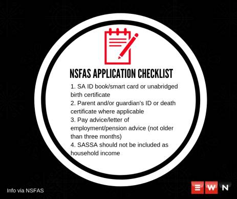 NSFAS checklist. 