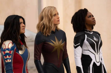Iman Vellani as Ms Marvel/Kamala Khan (L), Brie Larson as Captain Marvel/Carol Danvers (C), and Teyonah Parris as Captain Monica Rambeau (R) in ‘The Marvels’ (2023). Picture: Supplied/Disney Africa