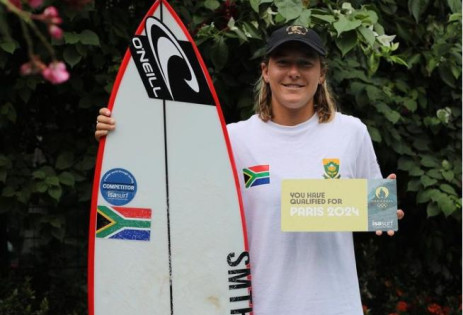 Surfer Sarah Baum qualified for the Paris 2024 Olympic Games through the 2023 ISA World Surfing Games in El Salvador. Picture: sarahbaum/ Instagram.